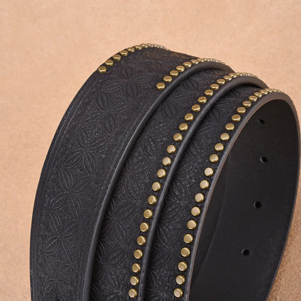 Cinturón de cuero con relieve estilo western vintage para hombre