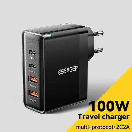 100W USB-C Fast Charger with 4 Ports for Laptops & Phones