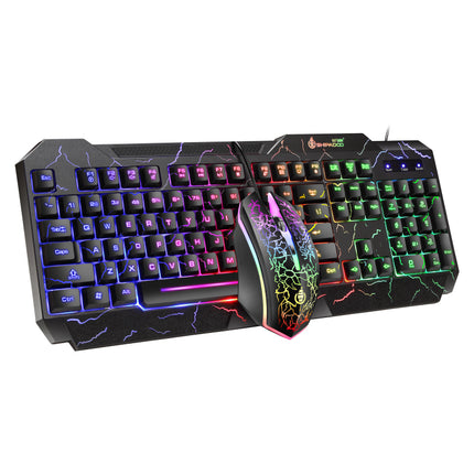 Burst Office Gaming Keyboard & Mouse Set - Mechanical Feel, Luminous Multicolor Backlit