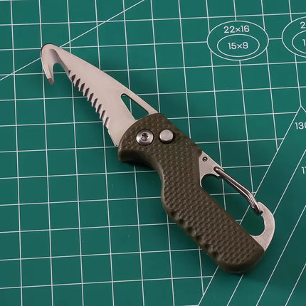 Compact Multi-Tool Keychain Knife with Serrated Hook