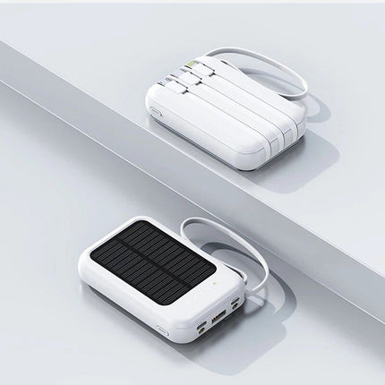 Solar Power Bank 20000mAh with LED Lights & Built-in Cables - Wnkrs