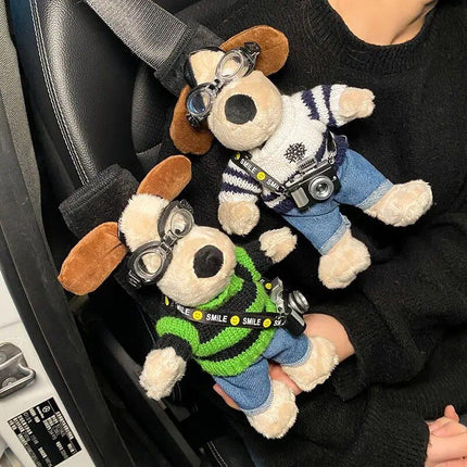 Cartoon Dog Plush Car Seat Belt Shoulder Protector - Wnkrs