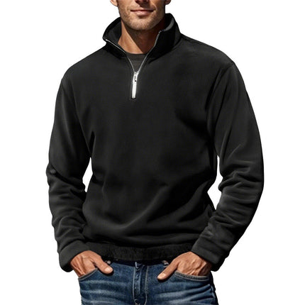 Suéter de cuello alto, estilo pullover, de forro polar para hombre, color liso, sencillo e informal.