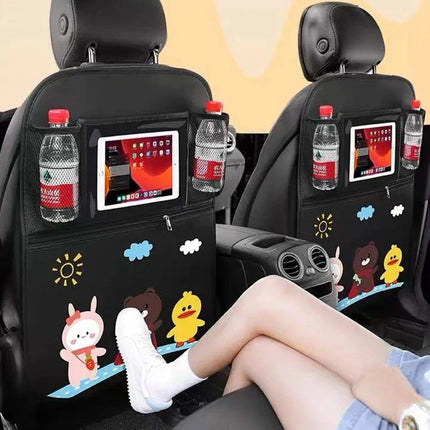 Cartoon Car Seat Back Protector with Storage for Children - Wnkrs