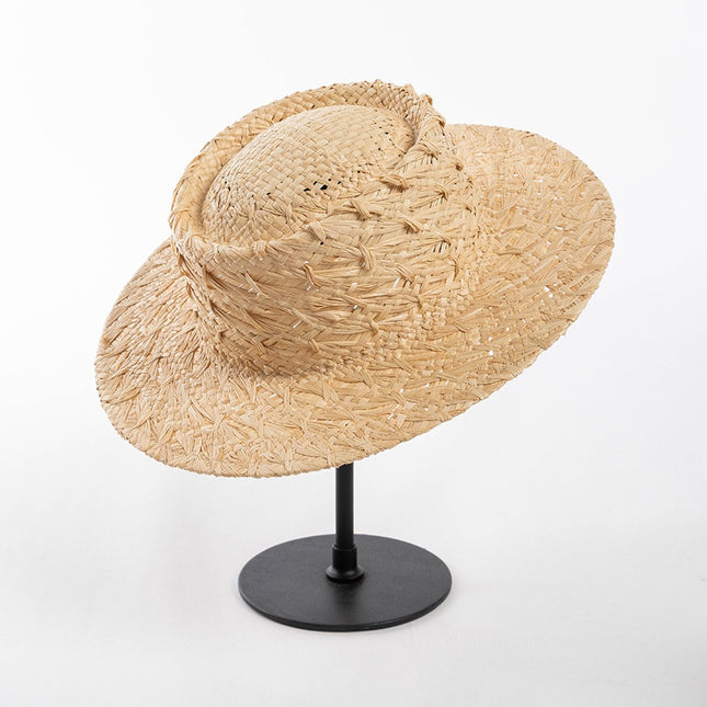 Elegante sombrero para el sol de rafia hecho a mano