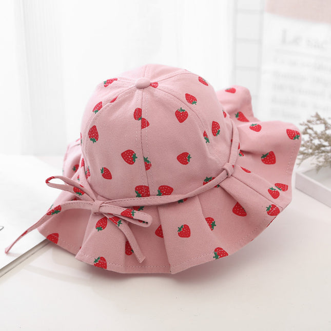 Adorable chapeau bob en coton à imprimé fruit pour bébé fille avec nœud