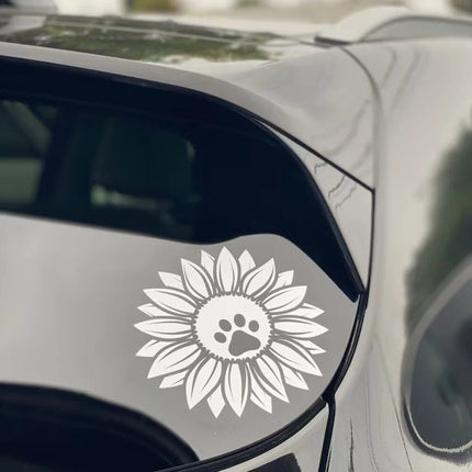 Sunflower & Dog Paw Vinyl Decal - Wnkrs