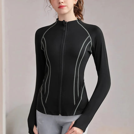 Veste de sport slim fit à séchage rapide pour femme avec trous pour les pouces