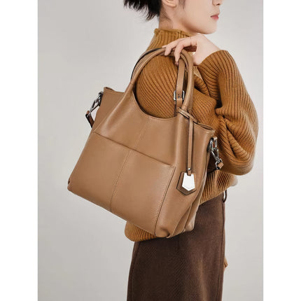 Sac à main fourre-tout grande capacité en cuir véritable pour femme