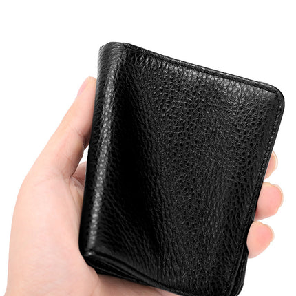 Stylish Cowhide Leather RFID Coin Pocket and Card Holder