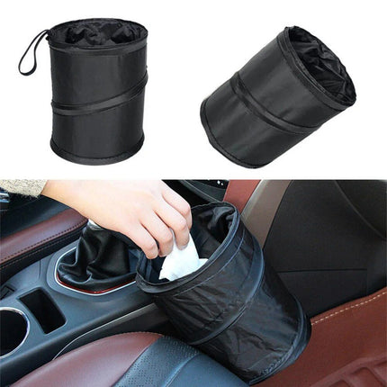 Compact Foldable Car Trash Can with Pressing Lid and Storage Pocket - Wnkrs