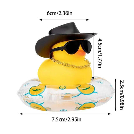 Mini Rubber Duck Car Ornaments Dashboard Interior Decor Cowboy Hat Duck With Scarf Sunglasses Kids Toys Gifts Car Accessories - Wnkrs