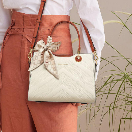 Bolso bandolera con asa superior y pañuelo de seda con lazo estilo retro elegante para mujer