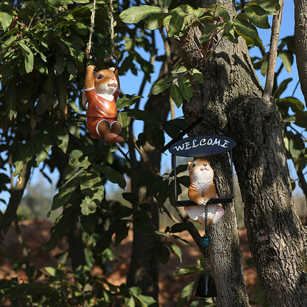 Colgante encantador de conejo para jardín: escultura de resina de animal para decoración al aire libre