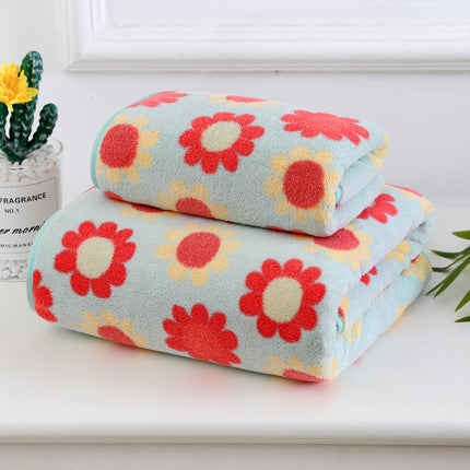 Juego de toallas de baño absorbentes de microfibra con estampado floral