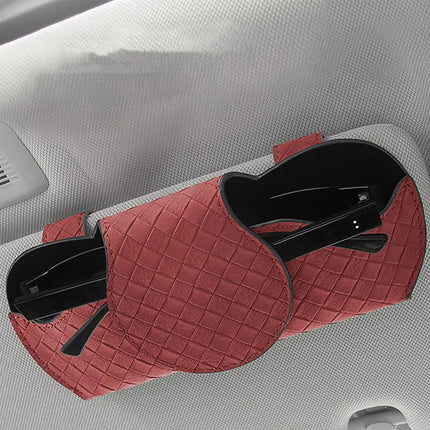 Plush Plaid Leather Car Sunglasses Holder - Wnkrs