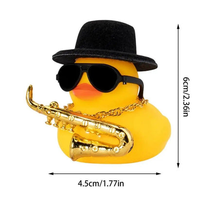 Mini Rubber Duck Car Ornaments Dashboard Interior Decor Cowboy Hat Duck With Scarf Sunglasses Kids Toys Gifts Car Accessories - Wnkrs