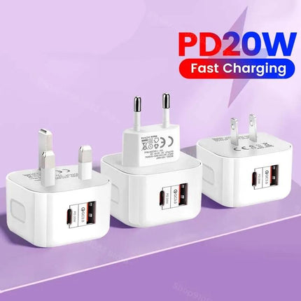 20W USB-C Fast Charger with Quick Charge 3.0 - Universal Adapter for Mobile Phones - Wnkrs