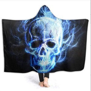 Hooded Blanket Cloak 3D Digital Printing Nap Blanket Skull - Wnkrs