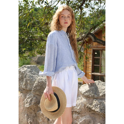 High Waist Linen Summer Shorts for Women