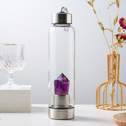 Natural Crystal Column Energy Glass Water Bottle - Wnkrs