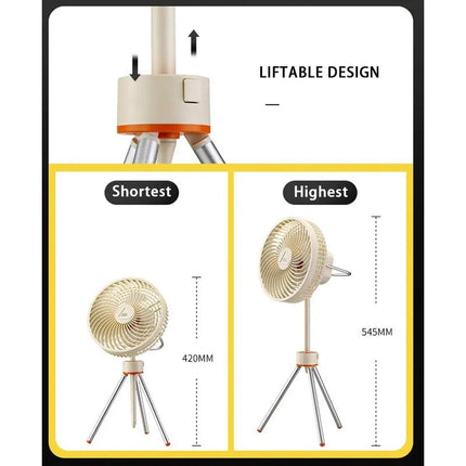 Ventilateur de camping portable avec veilleuse et batterie externe