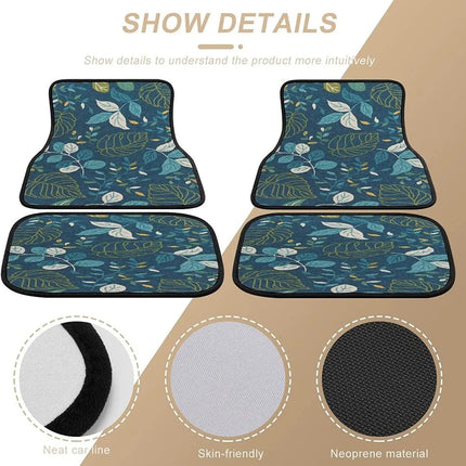 Universal Blue Floral Print Car Floor Mats Set - Wnkrs