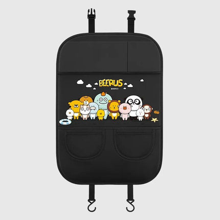 Car Seat Back Protector with Cartoon Design & Storage Pocket - Wnkrs