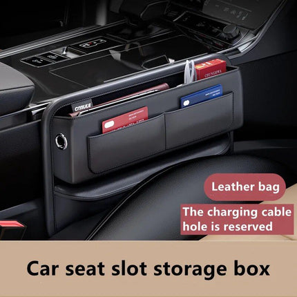 Luxury Leather Car Seat Gap Organizer - Sleek Console Side Pocket Storage - Wnkrs