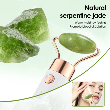 Masajeador eléctrico con rodillo de jade para relajación facial y corporal