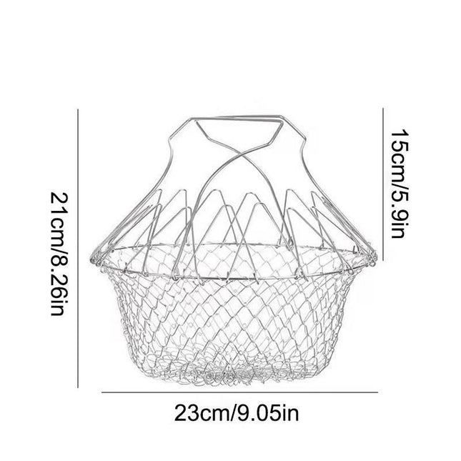 Cesta para freidora plegable de acero inoxidable