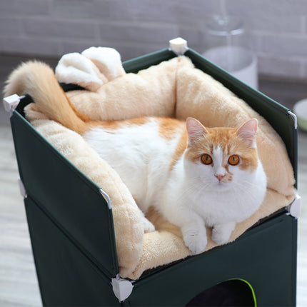 Cama extraíble de lujo para mascotas y caseta doble para gatos