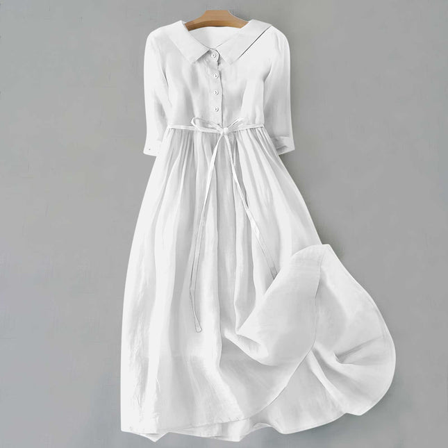 Jupe plissée à lacets en coton et lin pour femme style rétro français