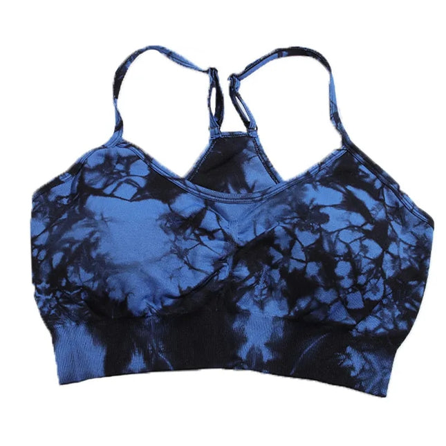 Sujetador deportivo con efecto tie dye para mujer | Camiseta sin mangas deportiva transpirable con almohadilla para el pecho