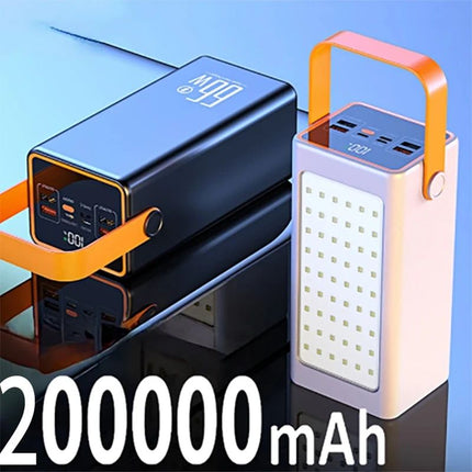 Ultra-Capacity 200000mAh Power Bank with 66W Fast Charge and LED Light - Wnkrs