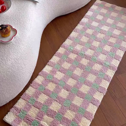 Tapis de sol floqué en peluche à carreaux pour chambre à coucher et au-delà