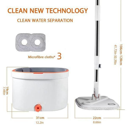 Effortless 360° Microfiber Mop with Water-Separation Bucket – No-Handwash Floor Cleaner - Wnkrs