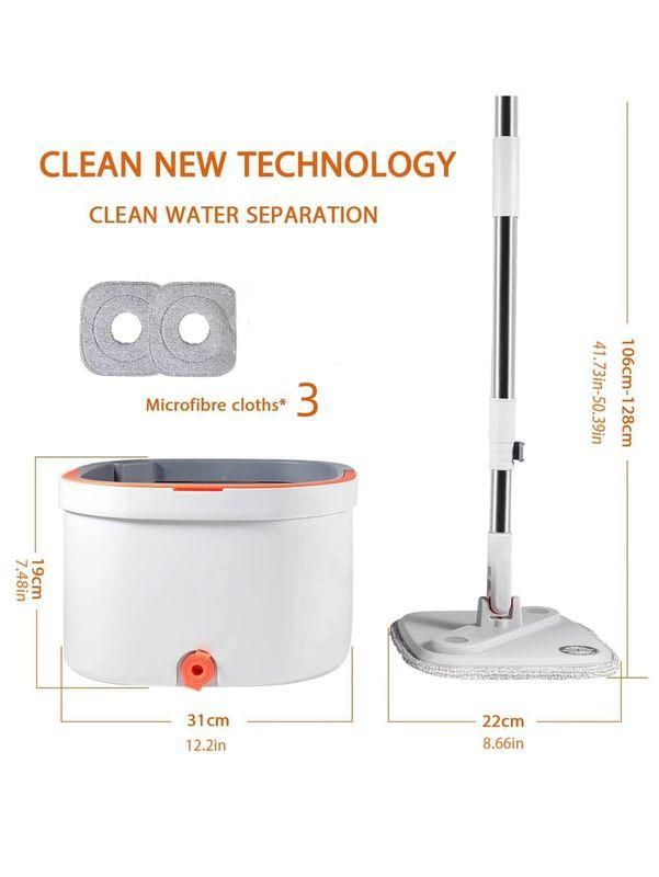 Effortless 360° Microfiber Mop with Water-Separation Bucket – No-Handwash Floor Cleaner - Wnkrs