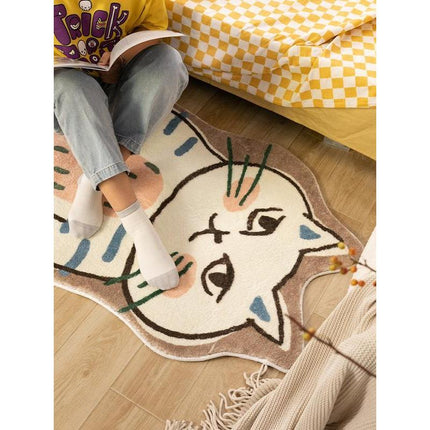 Alfombras decorativas para sala de estar con dibujos animados: diseño de gato adorable