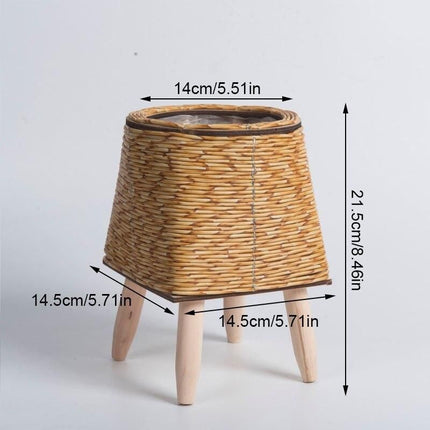 Elegant Nordic-Style Woven Plant Stand with Wooden Legs - Wnkrs