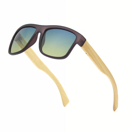 Gafas de sol con degradado marino para hombre, lentes de bambú UV400