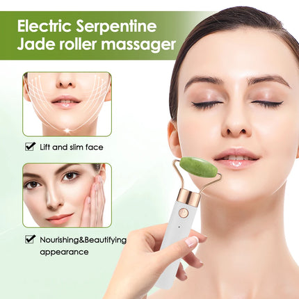 Masajeador eléctrico con rodillo de jade para relajación facial y corporal