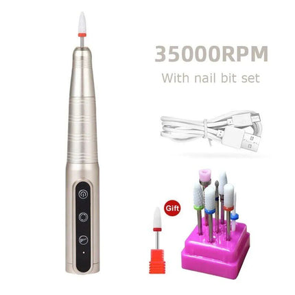 Wireless 35000RPM USB Nail Drill Pen: Portable Rechargeable Manicure & Pedicure Tool - Wnkrs