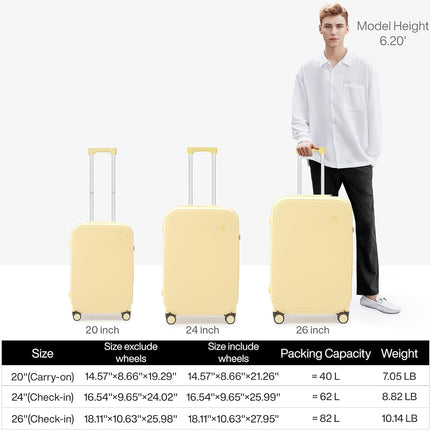 Stylish Spinner Travel Luggage: 18" Carry-On to 24" Check-In Suitcases with Wheels