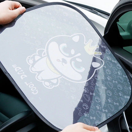 Adorable Animal Cartoon Car Window Sunshades - 2PCS, Universal Fit, Anti-UV, Privacy Protection - Wnkrs