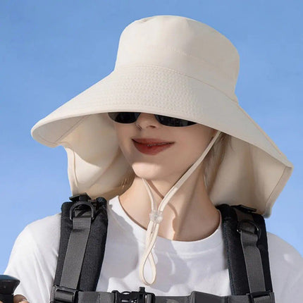 Adjustable Sun Protection Bucket Hat with Shawl for Outdoor Activities - Wnkrs