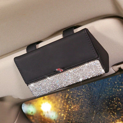 Luxurious Crystal Rhinestone Suede Leather Car Glasses Case - Wnkrs