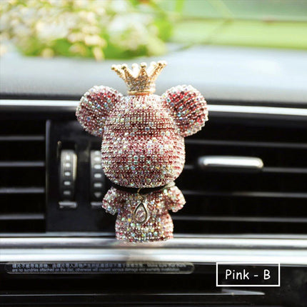 Cute Bear Car Air Vent Perfume Clip with Dazzling Rhinestone - Wnkrs