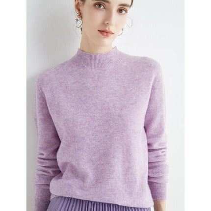 Jersey de cuello alto de lana merino de lujo para mujer