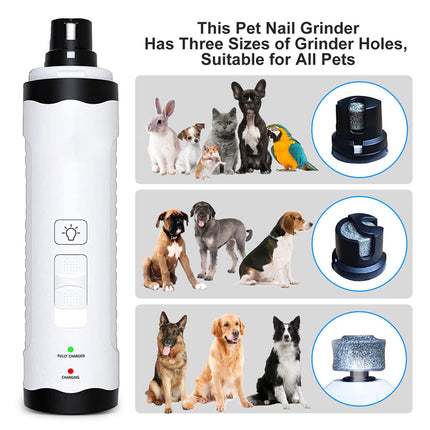 Broyeur à ongles électrique à faible bruit et rechargeable par USB pour chiens et chats